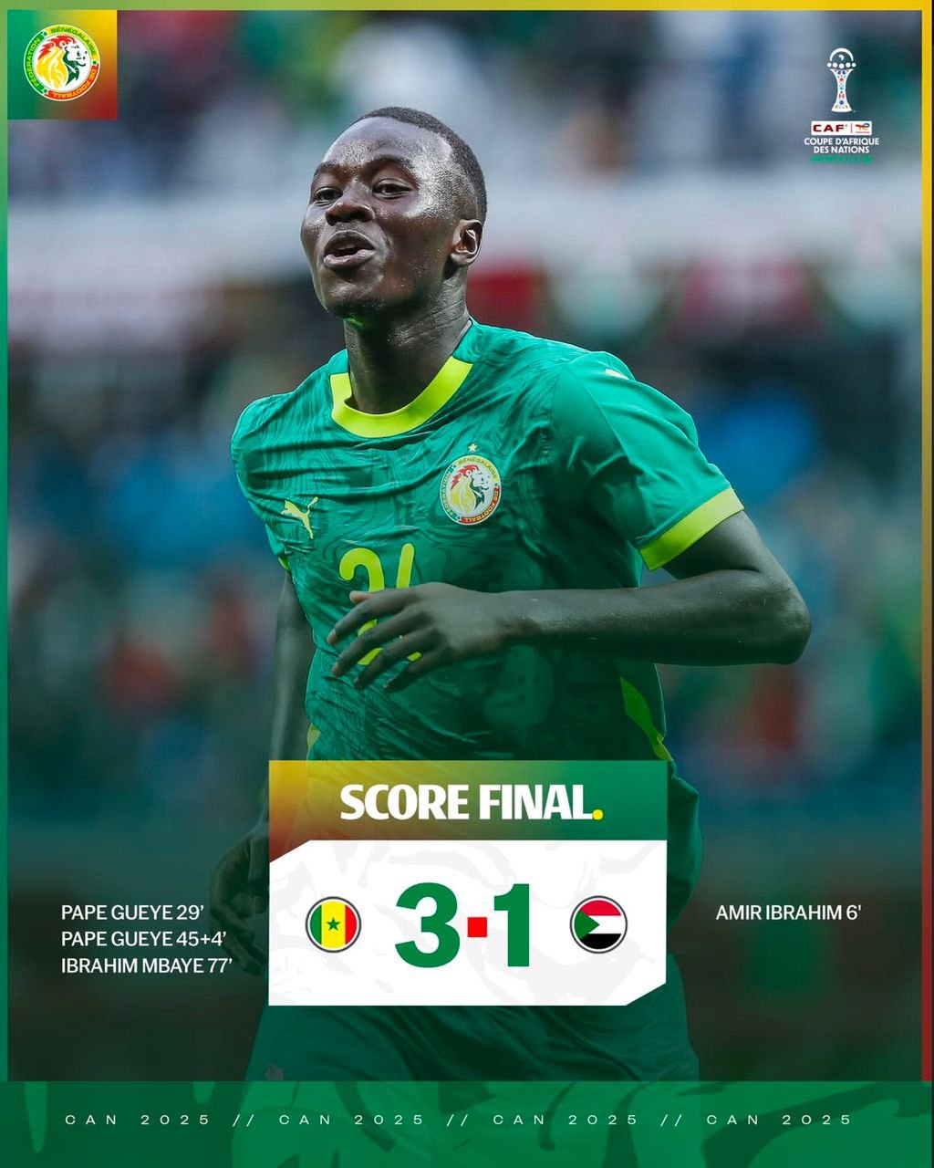 You are currently viewing CAN 2025 : Le Sénégal renverse le Soudan et file en quarts de finale