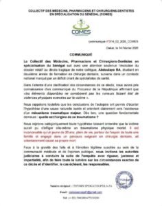 Lire la suite à propos de l’article Décès d&rsquo;Abdoulaye BA : La vérité exigée par le Collectif des Médecins