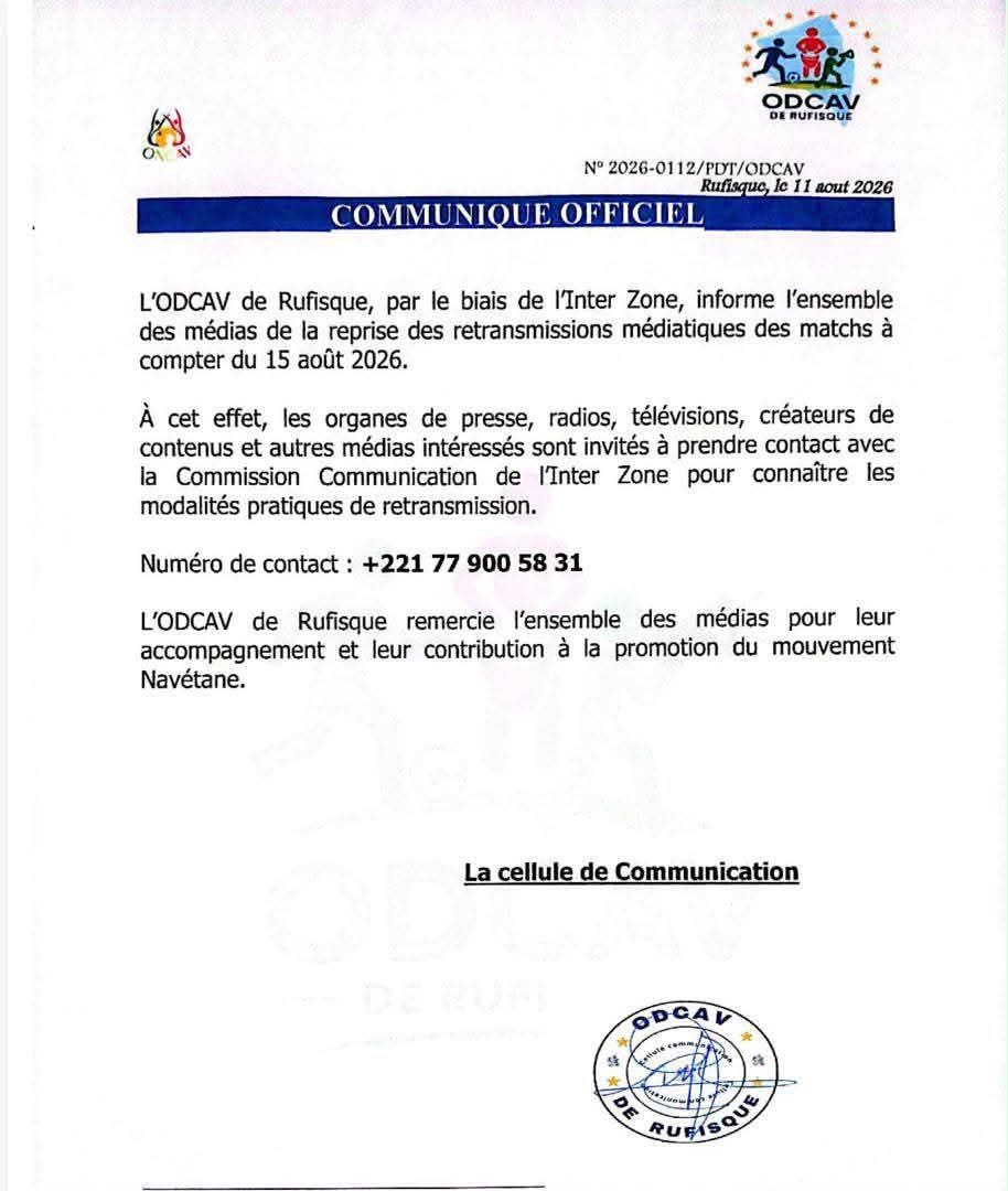Navétane : reprise des retransmissions le 15 août, l’ODCAV de Rufisque appelle les médias